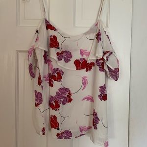 Floral cold shoulder top, like new worn only once